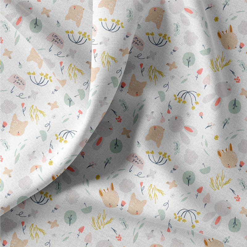 Printed Cotton JOJO White / Verdigris